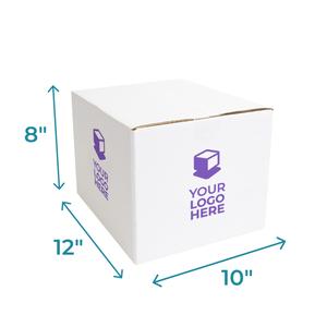 Small White Custom Shipping Box  12 x 10 x 8